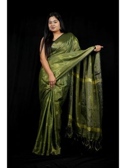 Isadora Life - Cotton With Checked Weave & Border Saree with Unstitched Blouse