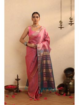 SUTRA CLOTHING - Handloom Pink Kanchi Contemporary Saree with Unstitched Blouse
