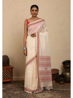 SUTRA CLOTHING - Handloom Off White Kanchi Cotton Saree with Unstitched Blouse
