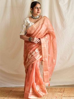 Sundarii - Mukti - Beige Embroidered Saree Without Blouse
