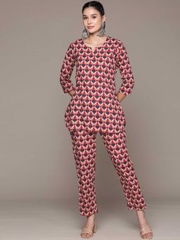 Readiprint - Straight Style Cotton Fabric Maroon Co-Ord (Set of 2)