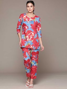 Readiprint - Straight Style Cotton Fabric Red Co-Ord (Set of 2)