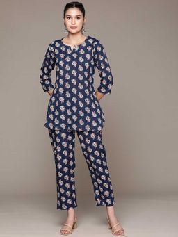Readiprint - Straight Style Cotton Fabric Navy Blue Co-Ord (Set of 2)