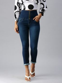 SHOWOFF - Women Clean Look Navy Blue Slim Fit Denim Jeans