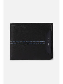 Allen Solly - Men Black Textured Genuine Leather Wallet