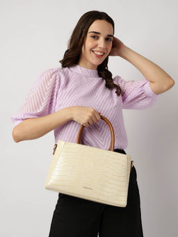 Fastrack - White Croco Chic Satchel Bag with Detachable Strap