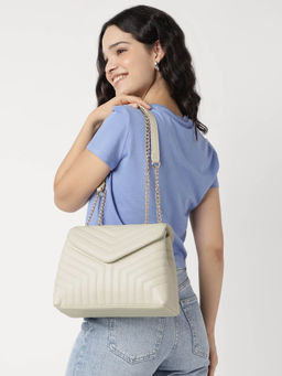 Fastrack - Off White Chevron Chic Shoulder Bag