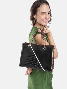 Fabbhue - Womens Black Shoulder Bag with Detachable Strap