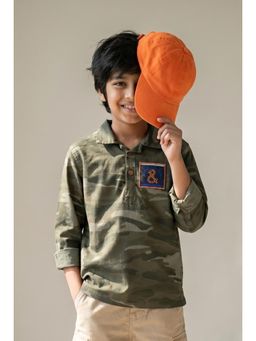 Tales & Stories - Boys Olive Camo Print Casual Shirt
