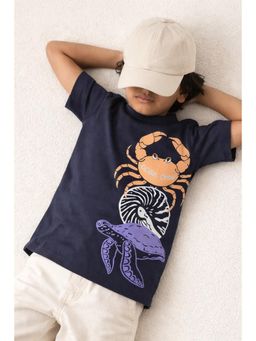 Tales & Stories - Boys Navy Blue Printed T-Shirt