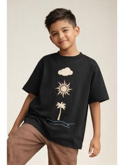 Tales & Stories - Boys Black Embroidered T-Shirt