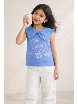 Tales & Stories - Girls Blue Embroidered Top
