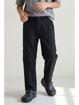 Tales & Stories - Boys Black Solid Casual Trouser