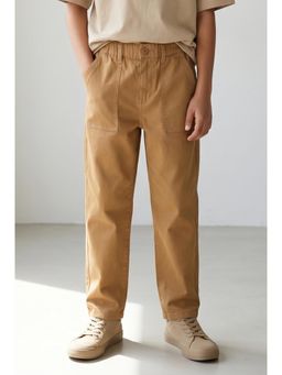 Tales & Stories - Boys Khaki Solid Casual Trouser