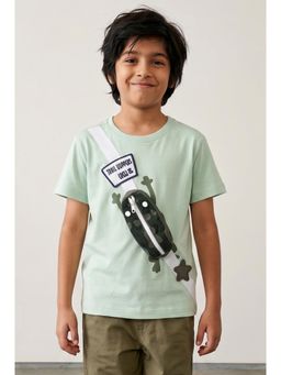 Tales & Stories - Boys Green Oversized Printed T-Shirt