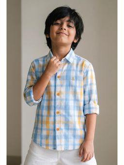 Tales & Stories - Boys Blue Cotton Checks Casual Shirt