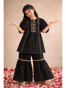 Tales & Stories - Girls Black Kurta and Sharara