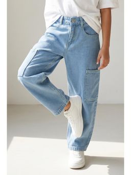 Tales & Stories - Girls Blue Barrel Fit Jeans