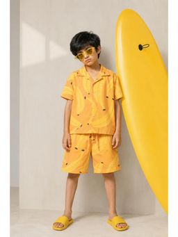 Tales & Stories - Boys Yellow Cotton Shirts with Shorts