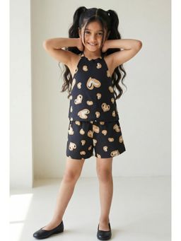 Tales & Stories - Girls Black Cotton Co-Ord Set