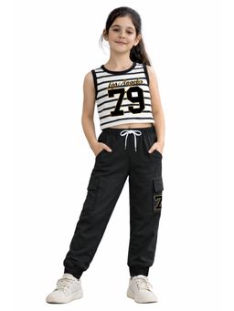 Trampoline - Girls Cotton Blend Printed Crop Top and Cargo Joggers
