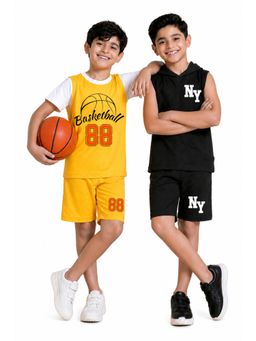 Trampoline - Boys Cotton Blend Knit Printed Sleeveless T-Shirt and Shorts (Pack of 2)