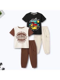 Trampoline - Boys Cotton Blend Knit Printed T-Shirts & Joggers (Pack of 2)