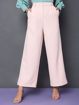 VERO MODA - Women Solid Formal Pink Pants