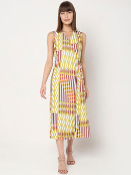 VERO MODA - Women Stripes Casual Yellow Dress