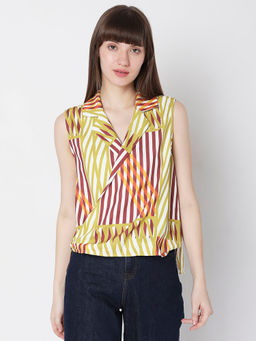 VERO MODA - Women Stripes Casual Yellow Top
