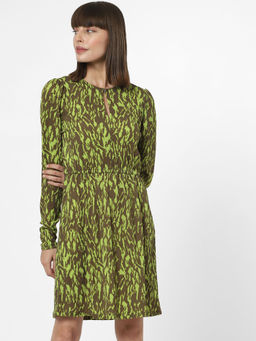 VERO MODA - Women Printed Casual Green Dress