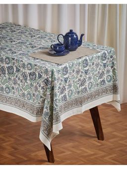 Fabindia - Blue Cotton Printed Antara Table Cover 4 Seater
