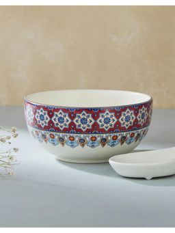 Fabindia - Multi-Color Falak Ceramic Soup Bowl With Spoon