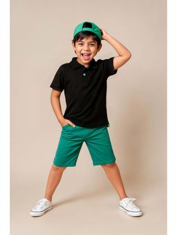 Tales & Stories - Boys Black Solid Polo T-Shirt
