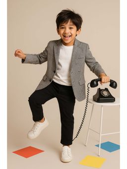 Tales & Stories - Boys Black Checked Cotton Blazer