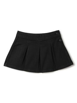 Tales & Stories - Girls Black Pleated Denim Skirt