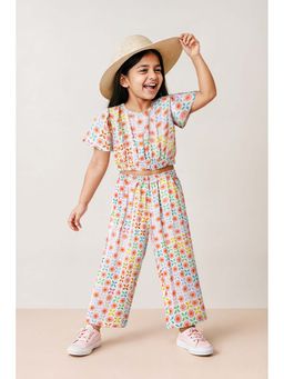 Tales & Stories - Girls Multicolor Floral Print Co-Ord Set