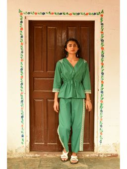 ROHO - Eden Green Embroidered Poplin Top