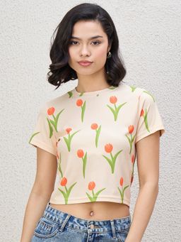 Kibo - Women Western Wear Cream Crop Top