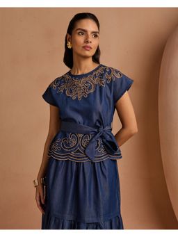 Style Island - Ava Denim Cutwork Top with Belt