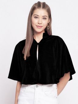 Uptownie - Stretchable Black Velvet Crop Top