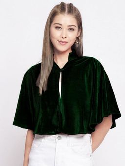 Uptownie - Stretchable Green Velvet Crop Top