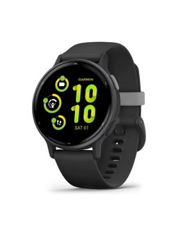 Garmin - Vivoactive 5 Slate Aluminium Bezel Black Case Smart Watch with Charging Cable