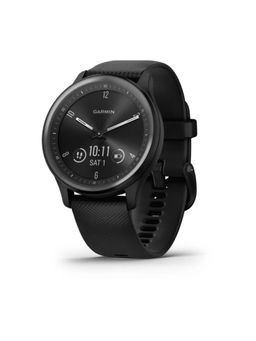 Garmin - Vivomove Sport Black Case and Silicone Band Smart Watch with Charging Cable