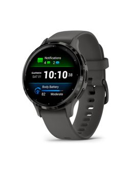 Garmin - Venu 3S Slate Stainless Steel Bezel Pebble Grey Smart Watch with Charging Cable