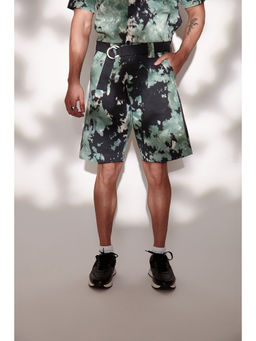 The Clothing Factory - Green Tie & Dye Twill Shorts for Men