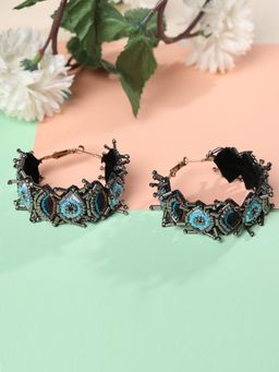 Blueberry - Evil Eye Beads Embellished Hoop Earrings