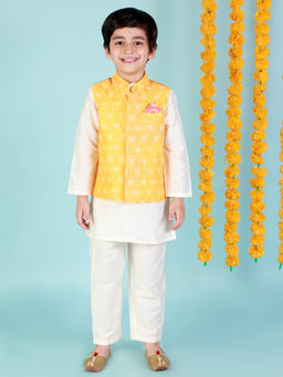 Lil Drama - Boys Kurta Pyjama with Jacket (Set of 3)