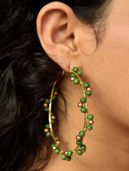 BeAbhika - Green Arch Hoops Earrings
