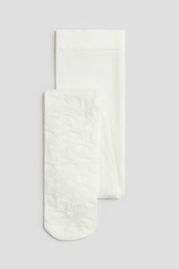 H&M - Girls White Patterned 20 Denier Tights
